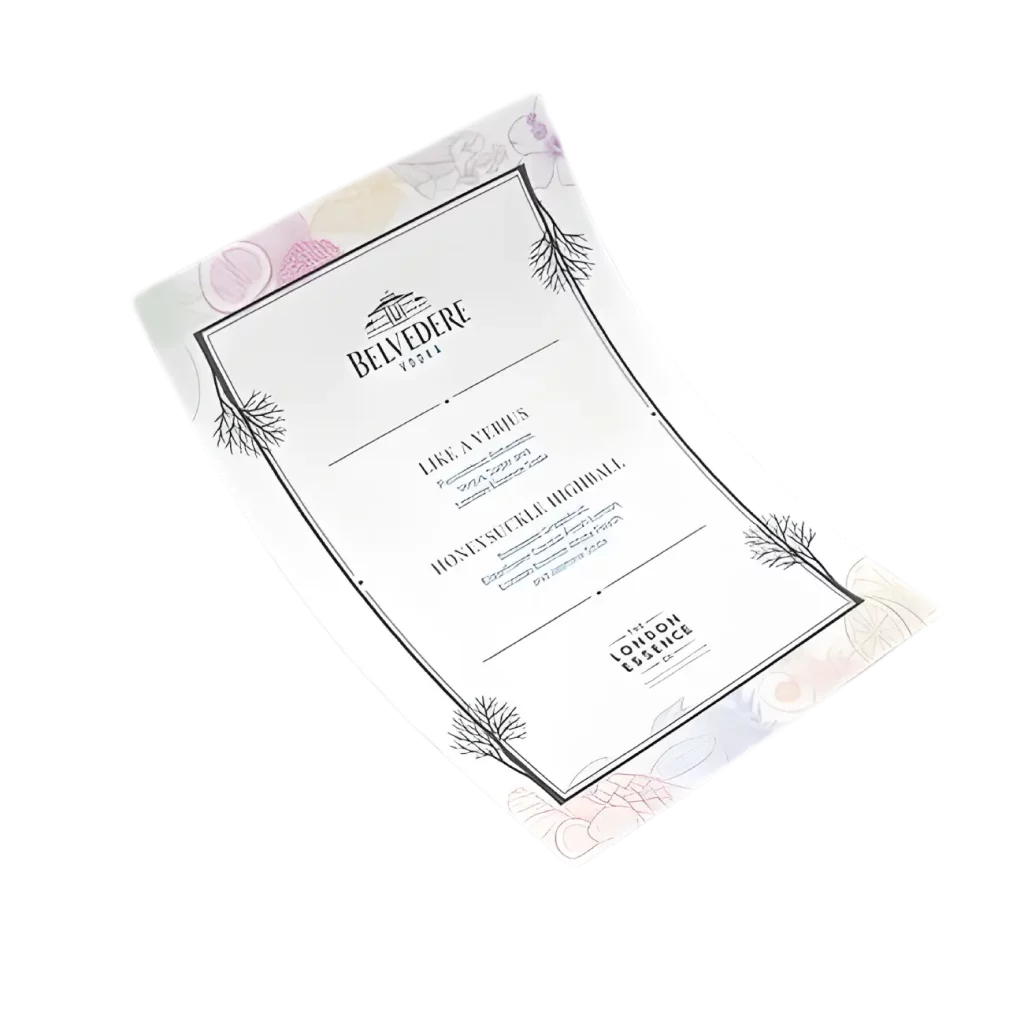 antibacterial menus laminated