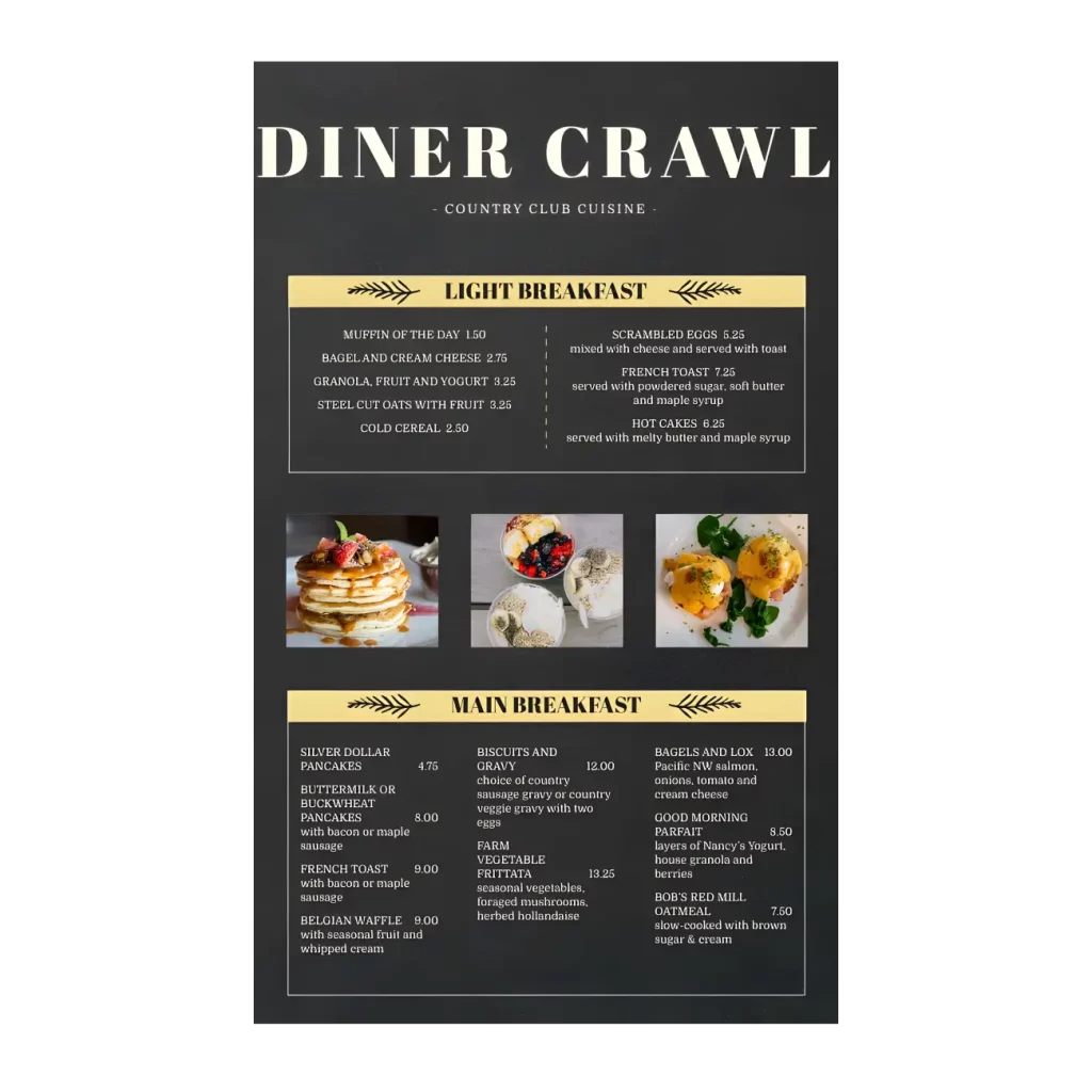 disposable menus print