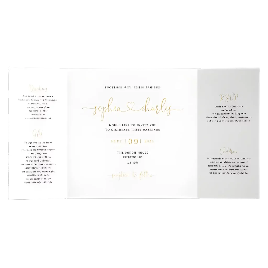 foiled Folded wedding invitations printing