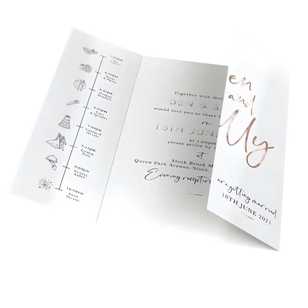 foiled folded wedding invitations printing