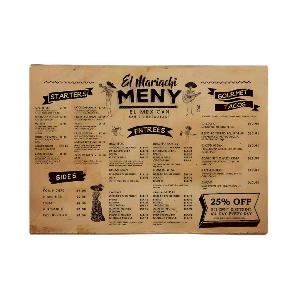 placemat menus printing waltham cross